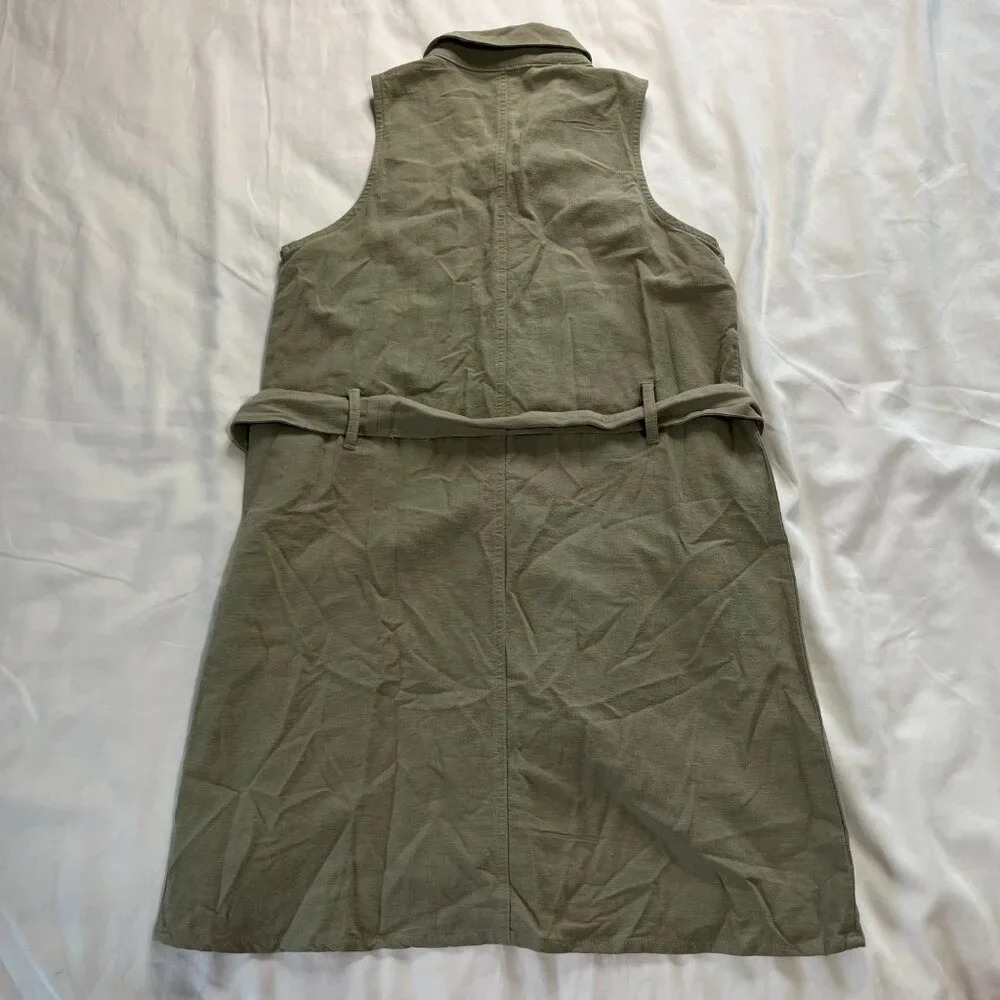 Rhythm | Women's Sage Green Linen Blend Button Up Sleeveless Dress NWT | Size XS - Picture 5 of 6